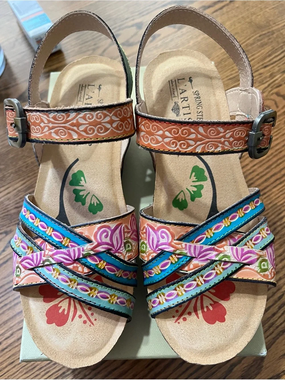 L'Artiste by Spring Step Multicolor Floral Leather Sandals